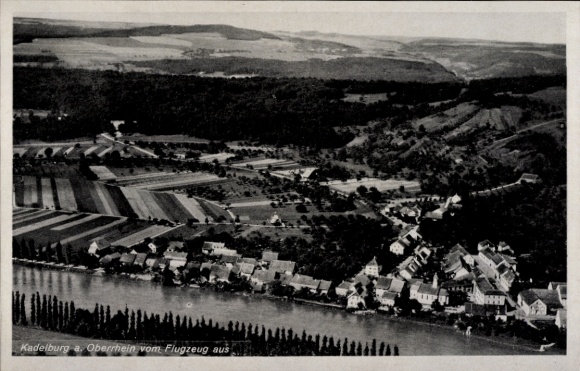 Ak Kadelburg Küssaberg Baden Württemberg, Luftaufnahme  Rheinlandschaft, angrenzende Felder