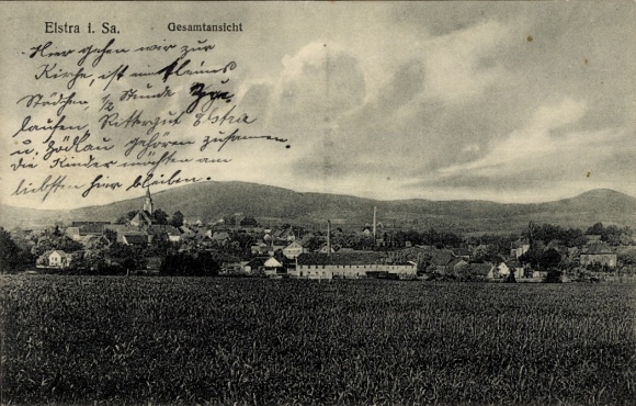 Postcard Elstra in Upper Lusatia Saxony, general view, landscape, village view, buildings