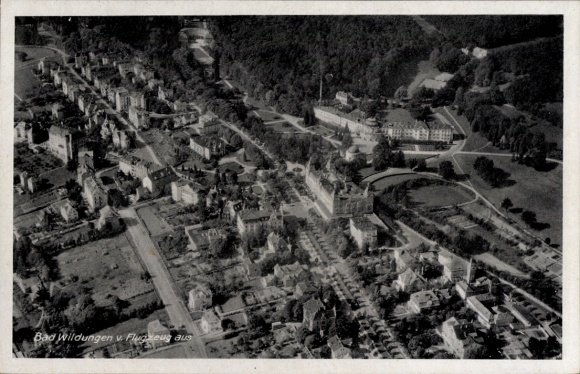 Postcard Bad Wildungen in Hesse, aerial view of Hotel Bayrischer Hof, building