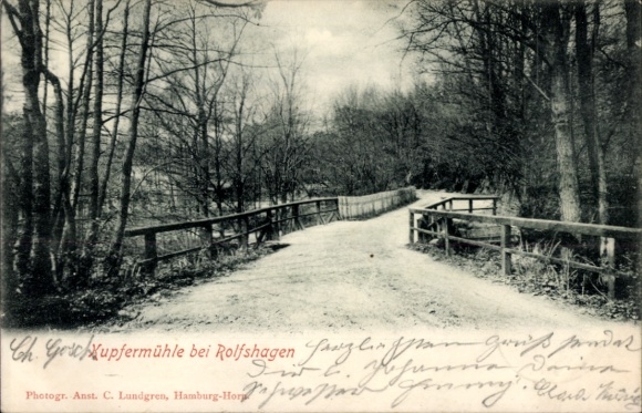Ak Kupfermühle bei Rolfshagen Auetal in Schaumburg, Brücke, Wald