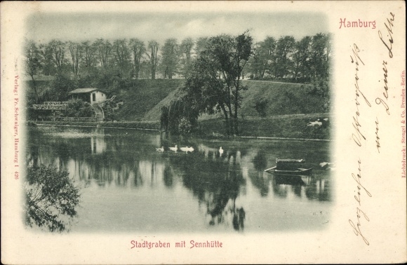 PC Hamburg Harburg Hausbruch, city moat with dairyman's hut