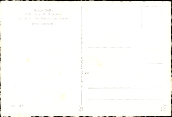 Postcard Actress Grace Kelly, Portrait, Princess Grace of Monaco