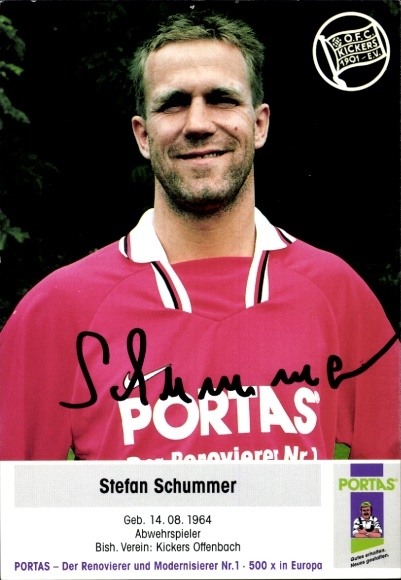 Karta autograf piłkarza Stefana Schummera, Kickers Offenbach, autograf