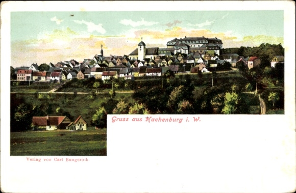 Postcard Hachenburg in the Westerwald, general view