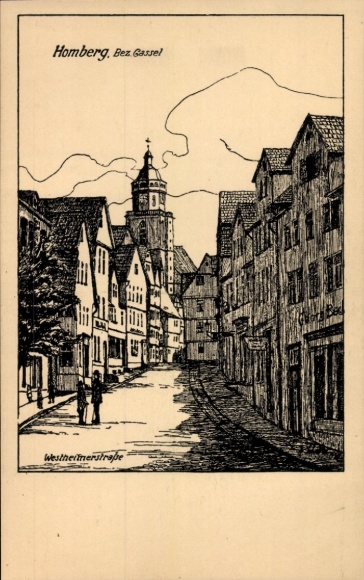 Postcard Homberg an der Efze Hessen, Westheimerstraße, Church