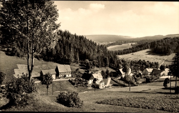 Ak Oberlohmühle Deutschneudorf in het Erzgebirge, panorama