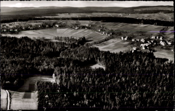 Postcard Unterlengenhardt Bad Liebenzell in the Black Forest, landscape photograph, forests, fields, villages, s