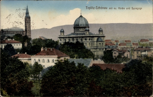 Judaica KP Teplice Šanov Teplitz Schönau Region Ústí nad Labem, Kościół protestancki, Synagoga