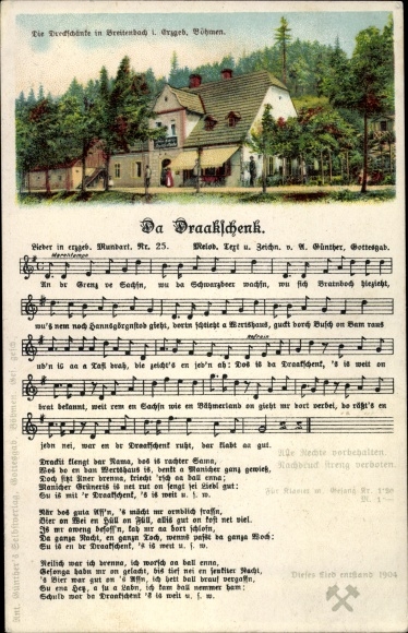 Song Postcard Günther, Anton, Da Draakschänk, Erzgebirgische Mundart No. 25, Dreckschänke Breitenbach