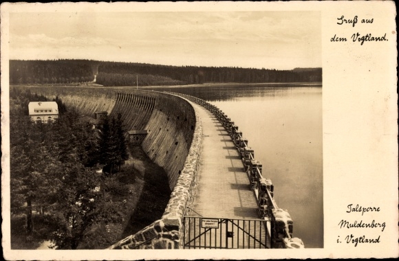Postcard Muldenberg Grünbach im Vogtland, dam