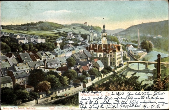 Ak Waldheim in Mittelsachsen, panoramisch uitzicht over de stad