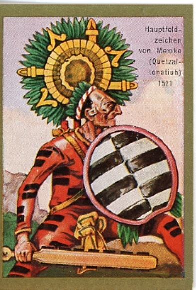 Collecting picture historical flags picture 76, main battle sign of Mexico 1521, Quetzallonatiuh