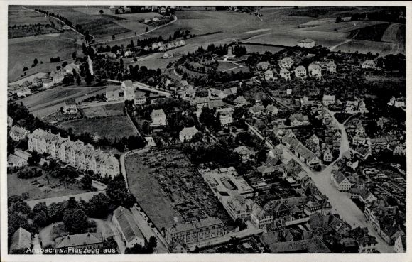 Ak Ansbach in Mittelfranken Bayern, Fliegeraufnahme