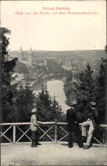 Ak Rochlitz an der Mulde, kasteel, uitzicht vanaf het bastion aan de boulevard