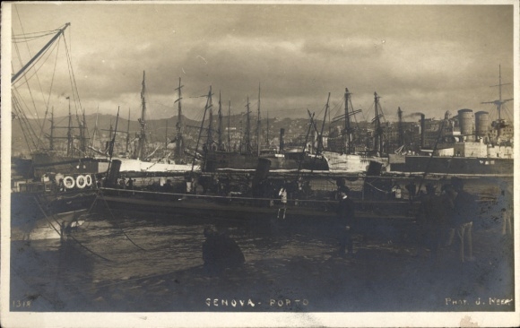 Ak Genova Genua Liguria, Hafen mit Schiffen