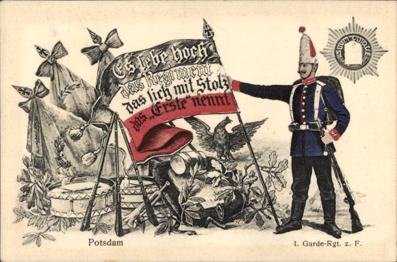 Ak Potsdam, 1. Garde-Regiment zu Fuß, Soldat mit Fahne