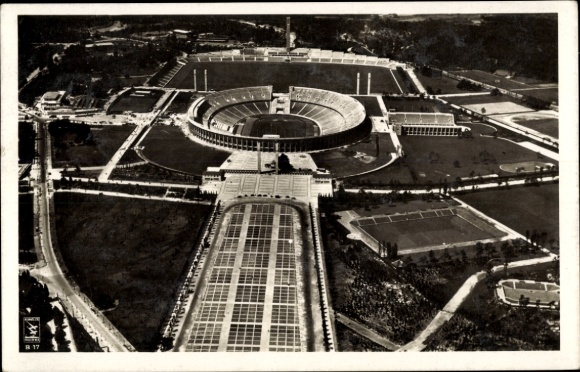 Postcard Berlin Charlottenburg Westend, Reichssportfeld, aerial photograph