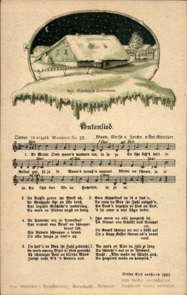 Lied Ak Günther, Anton, Erzgebirgische Mundart 22, Butznlied, Günther's Elternhaus
