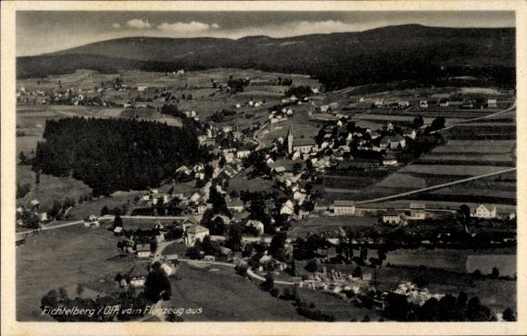 Postcard Fichtelberg in the Fichtelgebirge Upper Franconia, aerial photograph