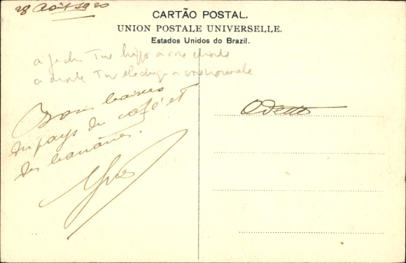 Postcard Santos Brazil, Largo de Rozario a Correio