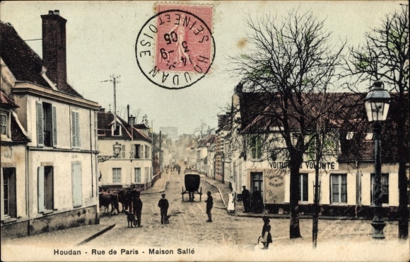 Ak Houdan Yvelines, Rue de Paris, Hauszimmer