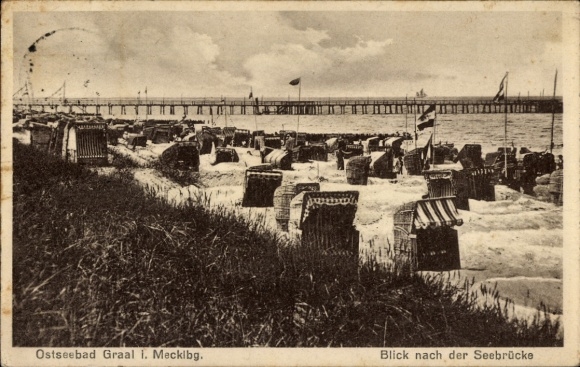 Postcard Ostseebad Graal Müritz, beach, pier
