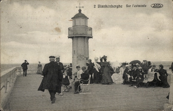 Postcard Blankenberghe West Flanders, Estacade, Lighthouse