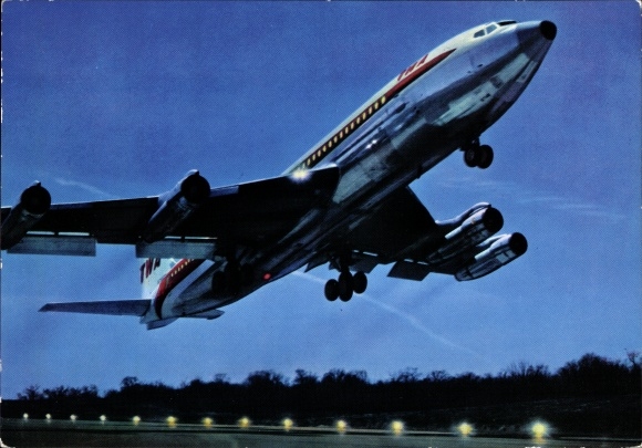 Postcard US American passenger aircraft, Boeing 797 B, TWA