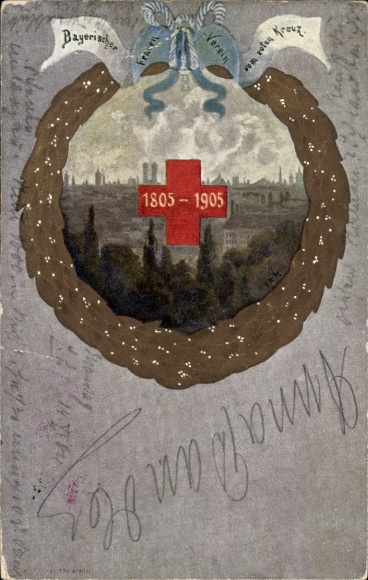 Passepartout Ak Bayerisches Rotes Kreuz, Frauen-Verein 1805-1905
