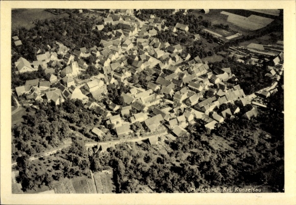 Postcard Hollenbach in Swabia Bavaria, aerial photograph