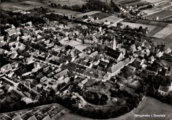 Postcard Bad Königshofen in Grabfeld Lower Franconia, aerial photograph