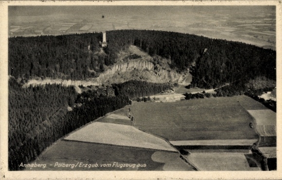 Ak Annaberg Buchholz Erzgebirge, Pöhlberg, Luftaufnahme