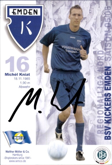 Karta z autografem piłkarza Michela Kniata, BSV Kickers Emden, autograf
