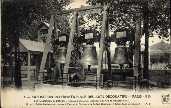 Postcard Paris, Exhibition of Decorative Arts 1925, Fortique des Cloches