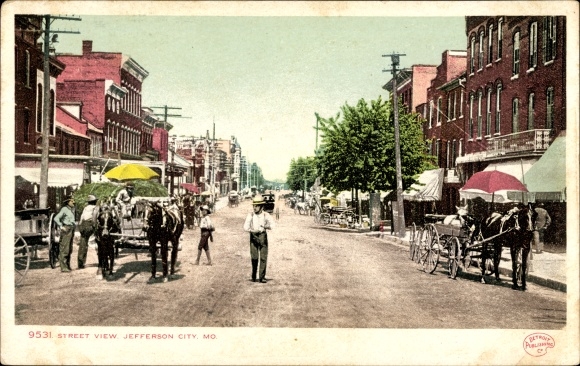 Ak Jefferson City Missouri de V.S., straatmening