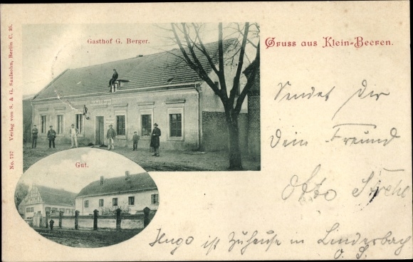 Ak Kleinbeeren Großbeeren in Brandenburg, Gasthof G. Berger, Gut
