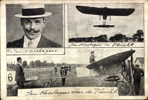 Postcard Flieger Jan Oblieslagers, Portrait, Monoplane