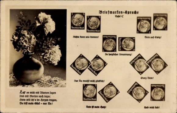 Ak Briefmarkensprache, Tafel C, Blumenstrauß