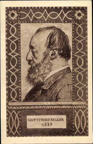 Ganzsachen Ak Gottfried Keller, Schweizer Dichter und Politiker, Bundesfeier 1919