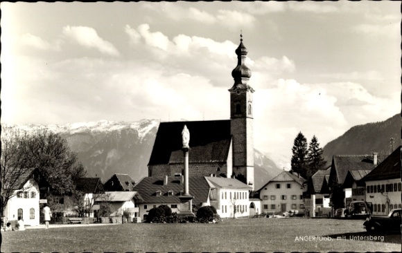 Postcard Anger in Upper Bavaria, Untersberg, church