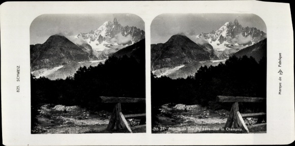 Stereo photo Lavancher Chamonix Haute Savoie, Aiguille, mountains