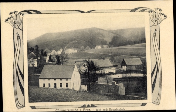 Passepartout ansichtkaart Kämmerswalde Cämmerswalde Neuhausen in het Ertsgebergte, panorama, Rauschenbach
