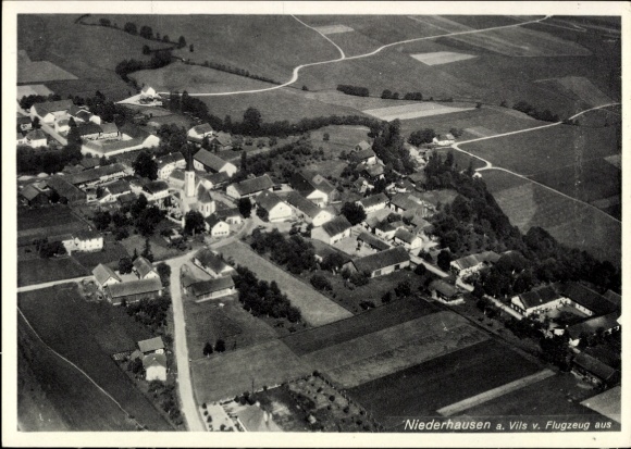 Ak Niederhausen an der Nahe Rheinland Pfalz , Luftaufnahme von Niederhausen, ländliche Umgebung, 