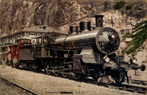 Postcard Lausanne Canton Vaud, train station, locomotive