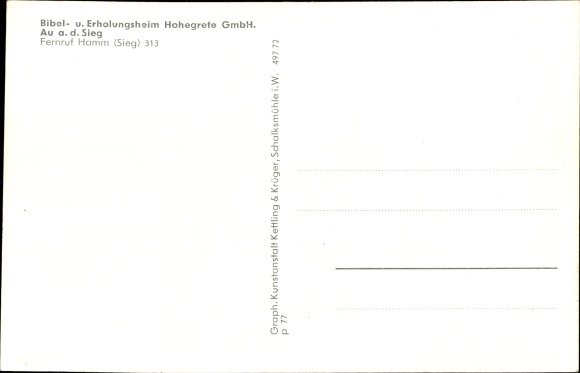 Ak Au an der Sieg Windeck, Bibel und Erholungsheim Hohegrete GmbH