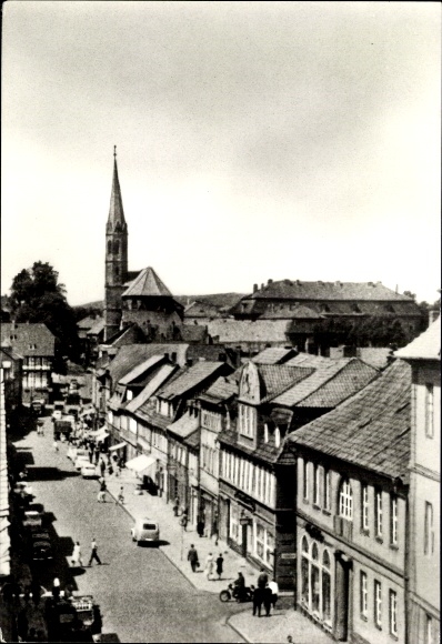 KP Heilbad Heiligenstadt Eichsfeld Turyngia, widok na miasto, Karl-Marx-Straße, Martinskirche, Mensa