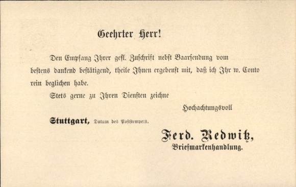 Postwaardestukken Ak Ferdinand Redwitz, boek- en postzegelverkoop
