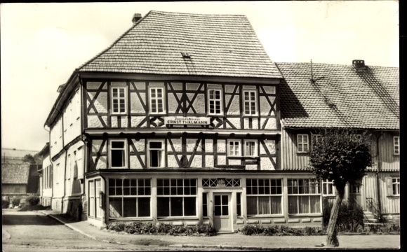 Ak Güntersberge Harzgerode am Harz, jeugdherberg Ernst Thälmann, vakwerkhuis