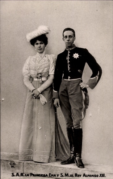 Ak König Alfonso XIII. von Spanien, Victoria Eugénie von Battenberg