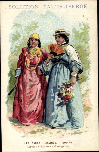 Ak Bolivia, inboorlingen in elegante kleding, Solution Pautauberge